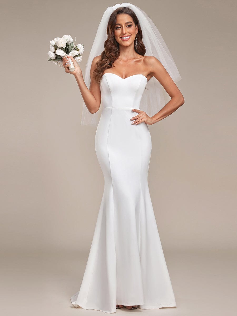 Simple Strapless Sweetheart Mermaid Wedding Dress